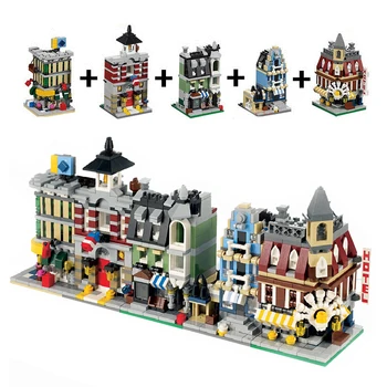 Miestas Mini Gatvės Parduotuvėje Serijos Kūrėjai Kavinė Kampe Miesto ugniagesių Parduotuvė Modelis Legoe Kūrimo Bloką vaikams Kalėdų Dovanos