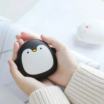 Mini Vertus Šilčiau Nešiojamų Mielas Animacinių filmų Žiemos 3600mAh USB Įkrovimo Pingvinas Galia Banko Dvipusis Greitas Šildymas