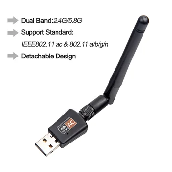 Mini Wifi Adapteris Belaidis USB Nemokama Vairuotojo 1200Mbps 600Mbps Lan USB Ethernet 2.4 G 5G Dual Band 