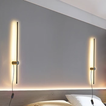 Minimalistinio ilgai juostelės LED sieniniai šviestuvai Šiuolaikinio gyvenimo kambario, miegamojo lovos kištuko į sienos lempos fono sienos sconce LED lempos