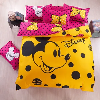 Minnie mouse Patalynės Komplektas Padengti užvalkalas antklodė mickey mouse animacinių filmų Vaikams, patalyne, lova rinkinys Disney Namų tekstilės