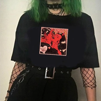 Minučių į Pragarą Grafinis Tees Moterų Pragaras Horries Serijos 70 Vintage marškinėliai Hip-Hop Goth Viršūnes Tee