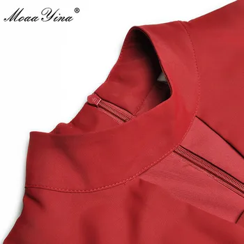 MoaaYina Mados Dizaineris suknelė Rudenį Moterų Suknelė ilgomis Rankovėmis Diržo Kietas Gatvės Šifono Asimetriškas Suknelės