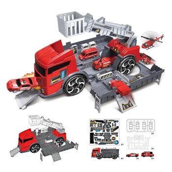 Modeliavimas Kelio Inercijos Vaikų Žaislai, Dėlionės Transporto priemonės Sunkvežimis Automobilio Modelį Deformacijos Gaisro Inžinerijos Transporto priemonių Berniukai Dovana Raudona