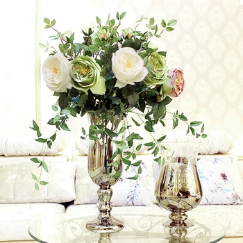 Modernūs, Prabangūs Krištolo Vaza Aukštos koja sidabro padengtą gradientas, skaidrus Gėlių vaza vestuvių vazos stalo dekoracijos