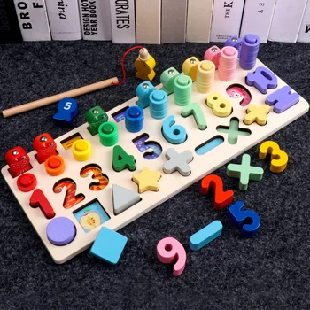 Montessori Ugdymo Mediniai Žaislai, 4-in-1 Magnetinis Žvejybos Žaidimas Matematikos Ikimokyklinio amžiaus Kūdikių Ankstyvojo Mokymosi Švietimo Žaislai Vaikams