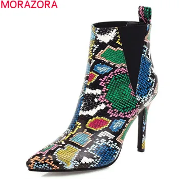 MORAZORA 2020 Didelis dydis 33-48 mados aukštakulnius batus, seksualus stiletto kulniukai pažymėjo tne moterų batai žiemą gyvatė batai