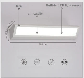Morden Ilgai Veidrodėlio Lemputė LED Anti-glare akių apsauga AC 85-260V Kosmetikos Akrilo Sienos lempos studijų kambario Vonios kambario Apšvietimas