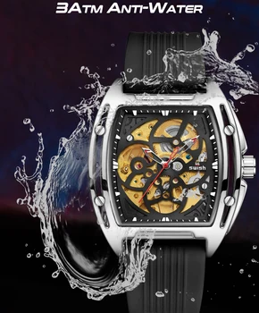 MOSIKAVIMAS 2021 Vyrai Laikrodžiai Mechaninė Automatinė Vandeniui Tourbillon laikrodis su Silikono Dirželis Mada Sporto Skeletas Žiūrėti Male