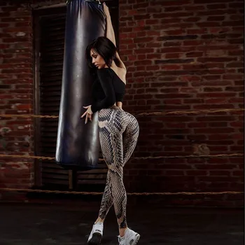 Moteris Gyvatė Modelis Atspausdintas Antblauzdžiai Sexy Klubų Push Up Sporto Legging Elastinga Slim Fitneso Leggins Treniruotės Kelnės