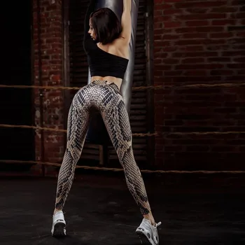 Moteris Gyvatė Modelis Atspausdintas Antblauzdžiai Sexy Klubų Push Up Sporto Legging Elastinga Slim Fitneso Leggins Treniruotės Kelnės