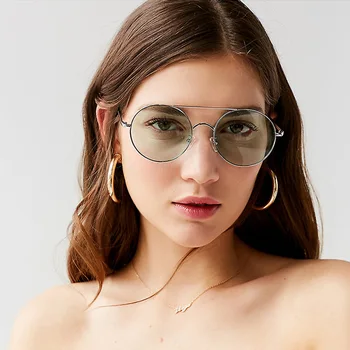 Moteriški akiniai nuo saulės 2019 tendencijos produktų, oranžinės, geltonos, rausvos apvalios saulės akiniai moterų festivalis futuristinis oculos de sol feminino