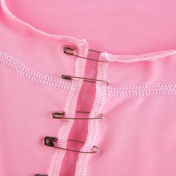 Moteriški Marškinėliai Y2k Estetikos Viršūnių Moterų Derliaus Tuščiaviduriai Iš Priekio Vasaros 2020 E-Girl Sweet Heart Pink Tee Clubwear