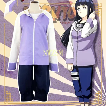 Moterys Anime Naruto Shippuuden Hinata Hyuga 2-os Kartos Visiškai Combo Set Cosplay Kostiumas iš Dviejų dalių ( Švarkas + Kelnės )