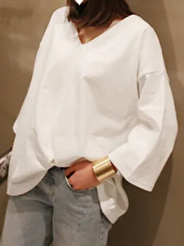 Moterys, Kasdien T-shirt Japonijos korėjiečių Jauna Mergina Atsitiktinis Palaidų Medvilnės Mados Balta Paprasta Bazės Top 2020 M. Pavasario Vasaros Mokykla