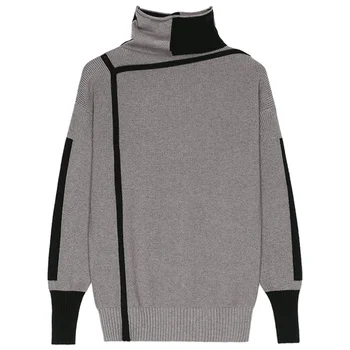 Moterų Golfo Megztinis ilgomis Rankovėmis Džemperis Trikotažas Atsitiktinis Rudens žiemos Puloveriai Femme Elastinga aukštos kokybės Megzti megztiniai