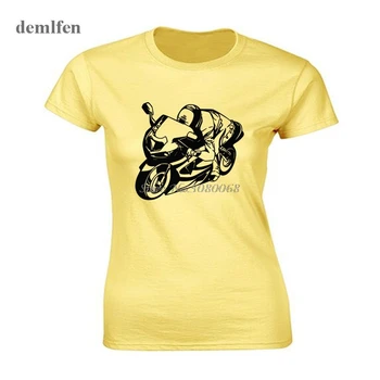 Moterų Medvilnės trumpomis Rankovėmis Marškinėliai Naujovė Motociklo Judėjimo T-shirt Mados Atsitiktinis O-kaklo Kietas Tees Hip-Hop Viršūnes Streetwear