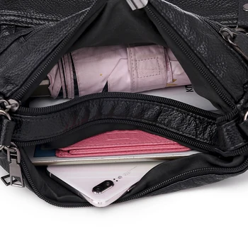 Moterų Minkštos Odos Atsitiktinis Pečių Krepšiai, Multi-layer Crossbody Maišelį Aukštos Kokybės Mažų Messenger Bags Rankinė moterims