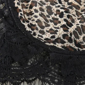Moterų Nėriniai Leopard apatinis Trikotažas Nustatyti, su prisegamų kojinių Diržai Dirželis Tuščiaviduriai ažūrinės figūrinių Seksualus Perspektyvos, Trijų dalių Komplektas ropa interjero A50