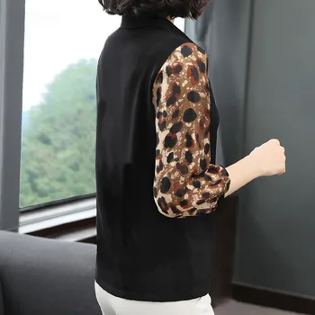 Moterų Pavasario Vasaros Stilius Šifono Palaidinės, Marškinėliai Lady Atsitiktinis V-Kaklo Pusė Rankovės Leopard Kratinys Blusas Viršūnes ZZ0548