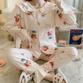 Moterų Pižama Rinkiniai Kalėdų Suaugusiųjų Naujas Stilius 2019 M. Rudenį Patogiai Spausdinti Moterų Sleepwear Nustatyti Ilgos Žiemos Pižama Moterims