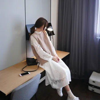 Moterų Rinkinių O-kaklo Balta Kieta Paprasta Aukštos Kokybės Elegantiškas Ponios Suknelė Moteriški Dviejų dalių Komplektas korėjos Stiliaus Atsitiktinis Reguliariai Minkštas