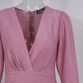 Moterų Suknelė Rudenį Seksualus Ponios Rožinė Bodycon Ruched Slim Įrengtas Šalis Suknelės Moterims 2020 M. Rudenį Mados Drabužiai