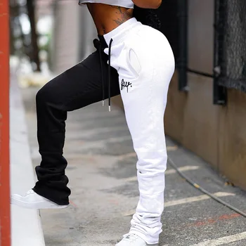 Moterų Sukrauti Moterų Sweatpants Raišteliu Streetwear Poilsiu Kratinys Spalvos Kelnės EmbroideryHigh Juosmens Kelnės Laisvalaikio Kelnės