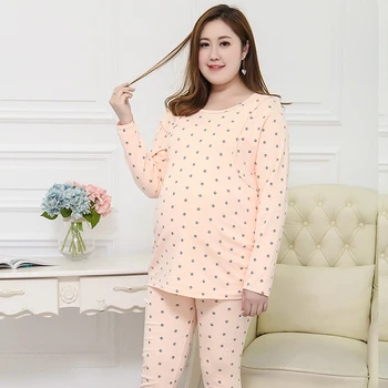 Motinystės medvilnė nėščių moterų namų paslauga kostiumas ponios pižama plius dydis