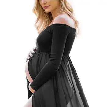 Motinystės Suknelė už Nuotrauką Šaudyti Maxi Suknelė Motinystės Šifono Suknelė ilgomis Rankovėmis Seksualus Paplūdimio Suknelės Motinystės Fotografija Rekvizitai