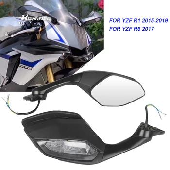 Motociklo YZFR6 17 plačiu kampu galinio vaizdo išoriniai Veidrodėliai LED šviesos Yamaha YZF R1 R6 YZF-R1 YZFR1 m. 2016 m. 2017 m. 2018 m. 2019 m.
