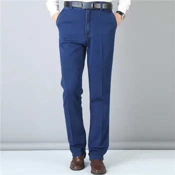 Mu Yuan Yang Džinsinio audinio Kelnės Rudenį Kelnės Vidurio Juosmens Vyrai Džinsai 50% Nuolaida Men' s Jeans Verslo Atsitiktinis Tiesiai Džinsinio Ilgas Kelnes