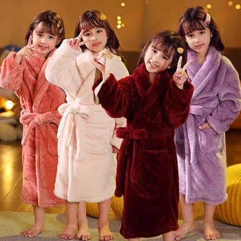 MudiPanda Žiemos Vaikai Sleepwear Skraiste 2020 Flanelė Šiltas Vaikų Chalatas Mergaitėms 2-14 Metų Paaugliai Pižama Berniukams