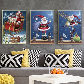 MUTU Kalėdų Nuotrauką Drobė, Tapyba Namų Dekoro Modernios Sienos Menas Spausdinti Ir Plakatai Santa Claus Kambarį be Rėmelio