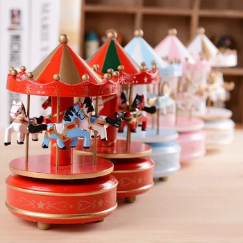 Muzikinė Karuselė Arklių Medinė Karuselė Music Box Žaislas, Vaikas, Vaikų Žaidimo