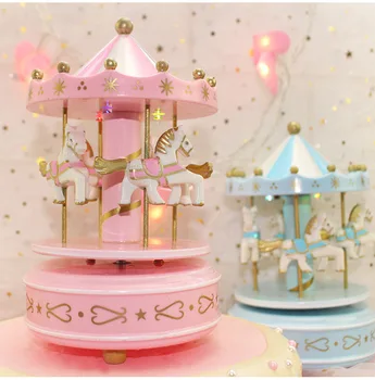 Muzikinė Karuselė Tortas Toppers Naujagimį berniuką pirmojo gimtadienio mergaitė tortas dekoravimo reikmenys Vestuvių music box tortas topper