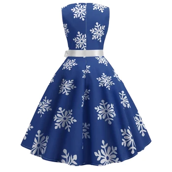 Mėlyna Moterų Suknelė 2019 Kalėdų Atsitiktinis Snaigės Pinup Vestidos Šalis Suknelės Retro Vintage 50s 60s Skraiste Femme Rockabilly Sūpynės