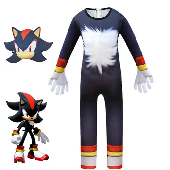 Mėlyna/raudona/juoda Sonic The Hedgehog Kostiumas Vaikų Žaidimo Veikėjas Cosplay Helovinas Kostiumas Vaikams Kaukė/Šukuosena