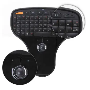 N5901 Mini Belaidžio Nuotolinio valdymo Klaviatūra Oro Pelė su Trackball Ultra-light Multimedijos Valdymo Funkcija, skirta 