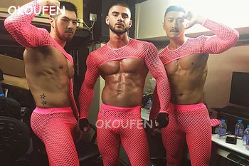 Naktiniame klube bar vyrų DS seksualus tuščiaviduriai perspektyvos liuminescencinės rožinė puse akies šalies kostiumas