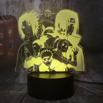 Naruto Anime Pav 3D Iliuzija Naktį Šviesos Hatake Kakashi Uzumaki Naruto Uchiha Sasuke Haruno Sakura Nara Shikamar Nuotolinio Lempos