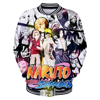 Naruto Cosplay Kostiumų Japonų Anime Cool 3d Beisbolo Striukė Kailis Vyrų, Moterų Hoodie Palaidinės ilgomis Rankovėmis Hoodies Striukės Viršūnės