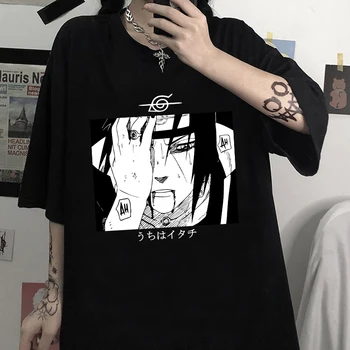 Naruto Itachi Uchiha Trumpas Rankovės Harajuku Hip-Hop marškinėliai Tee