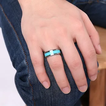 Natūraliai mėlyname Turquoises Volframo Karbidas Žiedai vyrams ir moterims 8mm vestuvių juostoje bižuterijos piršto žiedą vyras