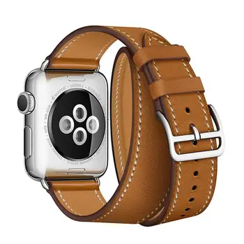 Natūralios Odos dirželis Apple watch band 44 mm/40mm 42mm/38mm Dvigubai Kelionių apyrankę watchband už iWatch serijos 6 SE 5 4 3 2 42
