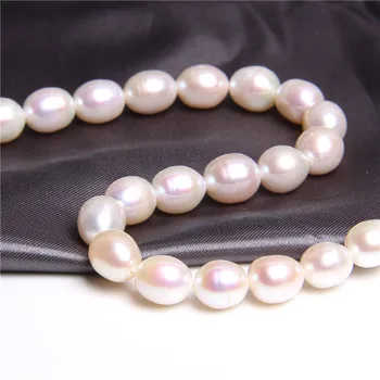 Natūralūs Baltos spalvos Gėlavandenių 9-10 mm, ovalo formos prarasti bulvių apvalių perlų karoliukai Papuošalai priėmimo apyrankės karoliai, auskarai medžiaga 