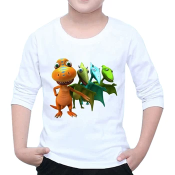 Nauja Dinozaurų Traukinio T-shirt Mergaitės Berniukai Animacinių filmų Monstrą mėgstamą Dinozaurų ilgomis Rankovėmis Viršūnes Gyvūnų Drabužius Y20-3