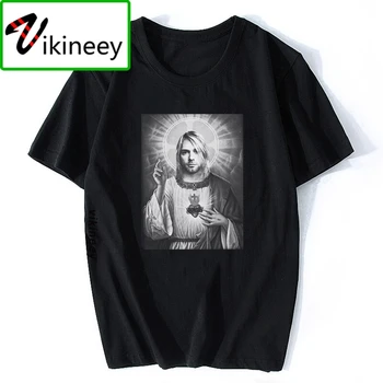 NAUJA Kurt Cobain Išganytojo Unisex Saint T-Shirt Vyrai Spausdinti Tee Black trumpomis Rankovėmis Viršūnes Homme Vyrams Tumblr Camisetas Hombre