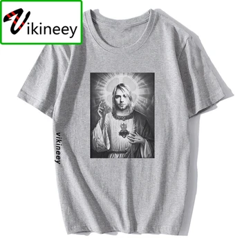 NAUJA Kurt Cobain Išganytojo Unisex Saint T-Shirt Vyrai Spausdinti Tee Black trumpomis Rankovėmis Viršūnes Homme Vyrams Tumblr Camisetas Hombre