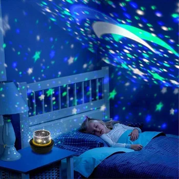Nauja LED Lempa, Žvaigždėtas Dangus, Visatos Planetos Sukasi Projektorius Moon Star Lempa Vaikams Dovanos Vaikams, Miegamojo Namų Automatikos Moduliai